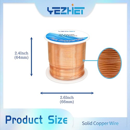 Solid Soil Copper Wire(22 Gauge, 16OZ, 500Ft) for Jewelry Making, Bare Pure Copper Wire for Crafts - size: 22GA