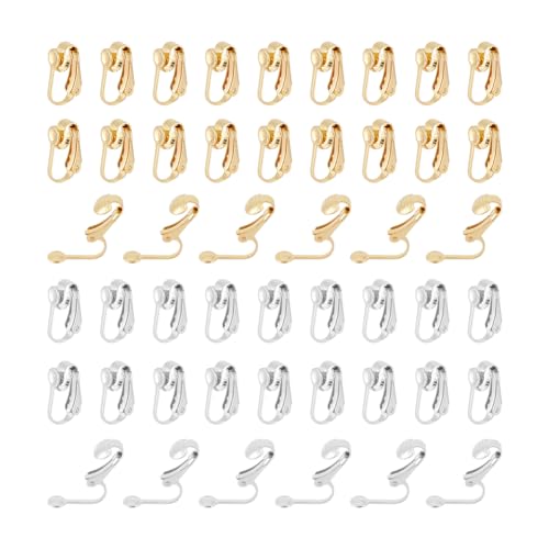 UNICRAFTALE 60Pcs 2 Colors 304 Stainless Steel Clip-on Earring Findings Golden Earring Clip Backs Clip-on Earring Converter Components Non-Pierced Ears for Non Piercing Earrings Jewelry Making - color: Stainless Steel Color and Golden