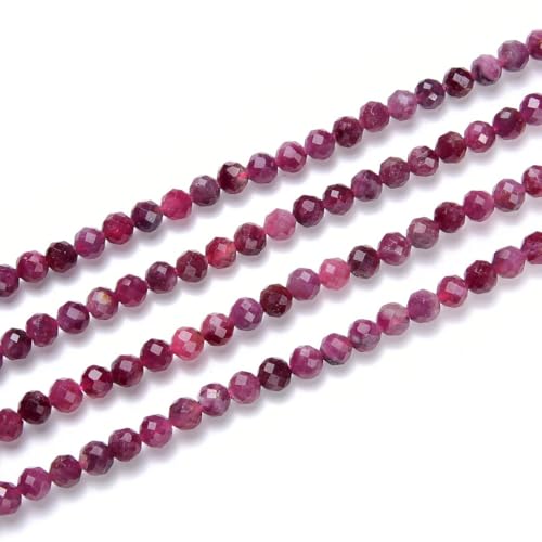 Adabele 15 Inch Natural Pink Tourmaline Healing Gemstone 3mm (0.12 Inch) Tiny Small Faceted Round Loose Beads Stone Spacer (120-130pcs) for Craft Jewelry Making GK3-1 - color: Pink Tourmaline, size: 3mm (0.12") - 15 inch/1 strand