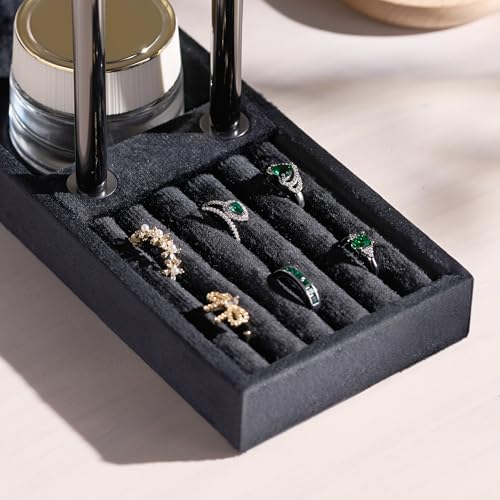 bussdis 2 Tier Bracelet Holder Display - Detachable T Bar Black Velvet Bracelet Holder, Jewelry Holder Organizer for Bracelet, Necklace, Earrings, Rings - color: Black