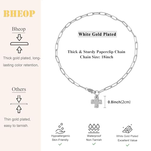Bheop Chunky Cross Necklace for Women Trendy 14K Gold Silver Layered Statement Cross Pendant Charm Necklace Waterproof Paperclip Herringbone Snake Choker Chain Christian Jewelry Set Gift Non Tarnish - style: SL-Cross Necklace(0.8 inch Pendant)