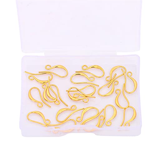 BEADIA 18K Gold Plated Earring Hooks 10x16mm 20pcs for Jewelry Making Findings - size: Hooks 10x16mm