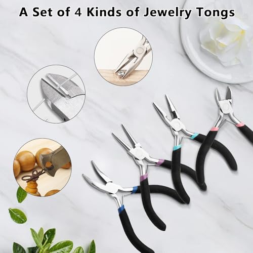 4 Pack Jewelry Making Pliers Tools Set, Jewelry Pliers with Needle Nose, Round Nose Pliers,Crafts Matte Handle - style: 4pcs - Black