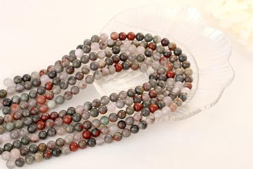 QINJIEJIE 100PCS Dragon Blood Stone Beads 8mm Natural Stone Beads Round Loose Gemstone Bead for Bracelet Beading Crystal Jewelry Making DIY Necklace Earrings 0.32" - color: Dragon Blood Stone, size: 100PCS