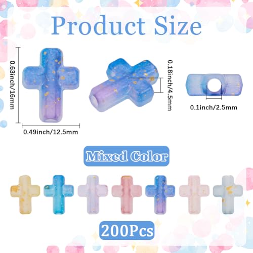 SUNNYCLUE 1 Box 200pcs Acrylic Cross Bead Mini Cross Beads Easter Rosary Small Tiny Gold Enlaced Plastic Crosses Crucifix Spacer Bead Bulk for Jewelry Making Adult Women Bracelets Necklaces - style: Cross 3