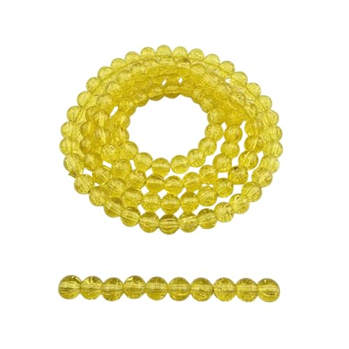DandS ltd Crackle Lampwork Glass Beads for Jewelry Making, Yellow, Vibrant DIY Bracelets, Necklaces, Earrings, Beading Supplies & Craft Kits for Handmade Jewelry, 80pcs 0.39 inch (10mm), #J250-10 - color: Yellow
