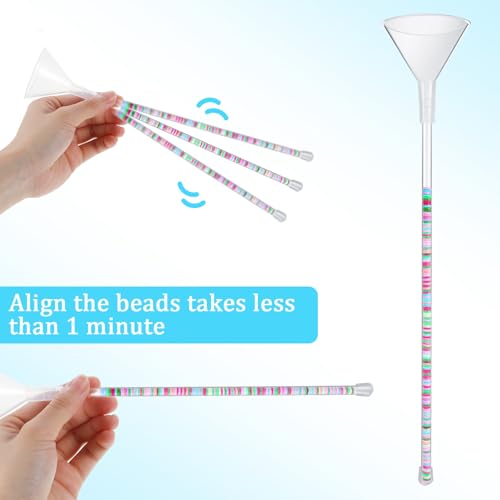 Quilax 6Pcs Beading Tools Kit, Beading Needles, Bead Funnel, and Clips for 0.2" Clay Beads Jewelry Making, Bracelets, Necklaces (Not Include Clay Beads)