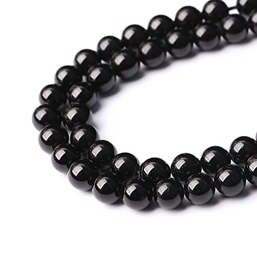 90pcs 4mm AAAA Natural Black Tourmaline Gemstone Beads Round Loose Beads for Jewelry Making DIY Bracelet Necklace(Black Tourmaline, 4mm) - color: Black Tourmaline, size: 4mm