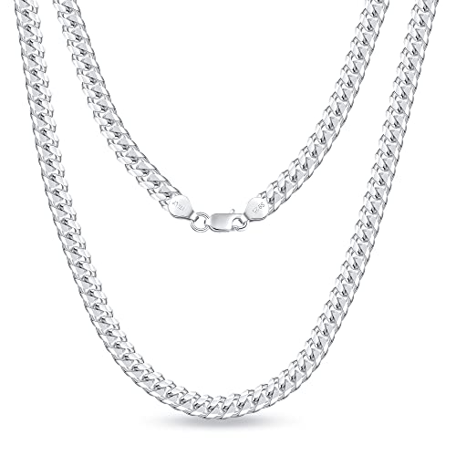 OCHCOH 925 Sterling Silver Clasp 3mm3.5mm4mm5mm7mm Cuban Link Chain Necklace for Men Diamond Cut Silver Chain Necklace for Women 16 18 20 22 24 26 28 30 Inch - size: 28 Inch, style: 7mm