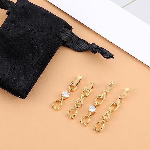 Gold Necklace Bracelet Extender for Women, 4pcs Cubic Zirconia Foldover Extension Jewelry Clasps for Jewelry Making - color: Gold - CZ