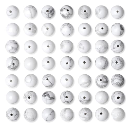 QINJIEJIE 100PCS Howlite Beads 8mm Natural Beads Round Loose Gemstone Bead for Bracelet Beading Crystal Jewelry Making DIY Necklace Earrings 0.32" - color: Howlite, size: 100PCS