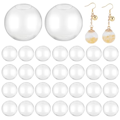 PH PandaHall 30pcs Mini Glass Globes, 0.78inch Small Glass Bottles Orbs Balls Wish Ball Charms Spheres UV Planet Crystal Craft Balls for UV Resin Dice Pendant Charms Earring Making - size: 0.78inch