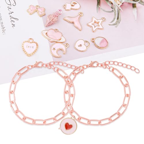 20pcs Chain Bracelets Kit Alloy Link with Lobster Clasps for Christmas DIY Women Jewelry Findings Bracelet Making (Rose Gold) - color: Rose Gold