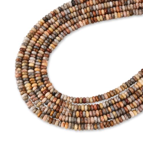 170pcs 4x2mm Natural Crazy Lace Agate Disk Rondelle Spacer Semi Precious Gemstone Loose Stone Beads for Jewelry Making 15 Inch - color: Crazy Lace Agate