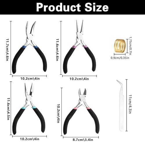 4 Pack Jewelry Making Pliers Tools Set, Jewelry Pliers with Needle Nose, Round Nose Pliers,Crafts Matte Handle - style: 4pcs - Black