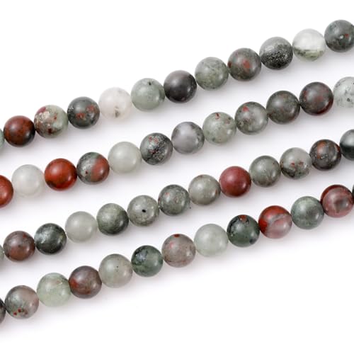6mm 60pcs DIY Natural African Blood Stone Beads Round Healing Crystal Gemstone Loose Beads for Jewelry Making Handmade Bracelet Necklace - color: African Blood, size: 6mm