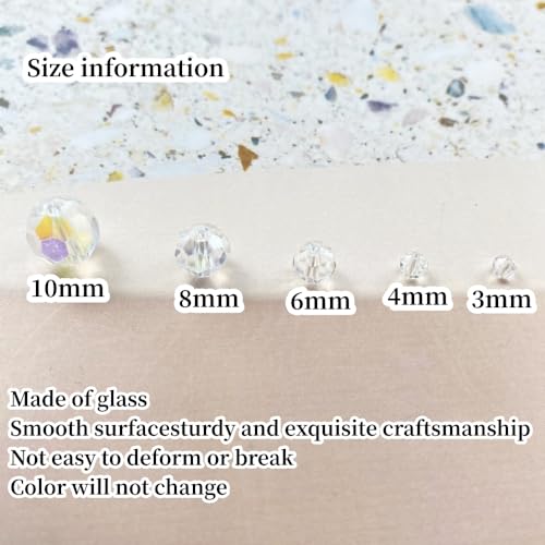 Crystal Glass Beads 50 Pieces 10mm Round Faceted Glass Spacer Beads for Jewelry Making Bracelet Earring Necklace DIY Craft Supplies(Crystal Clear AB) - color: Crystal Clear AB, size: 10mm