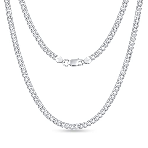 OCHCOH 925 Sterling Silver Clasp 3mm3.5mm4mm5mm7mm Cuban Link Chain Necklace for Men Diamond Cut Silver Chain Necklace for Women 16 18 20 22 24 26 28 30 Inch - size: 16 Inch, style: 3mm