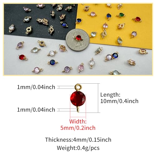 Zirconia Connector Charms Crystal Gold Plated Brass Links for Jewelry Making Bracelet Necklace Earring Pendant Craft Supplies DIY Accessories - color: Round (Mini)-Mix-21Pcs