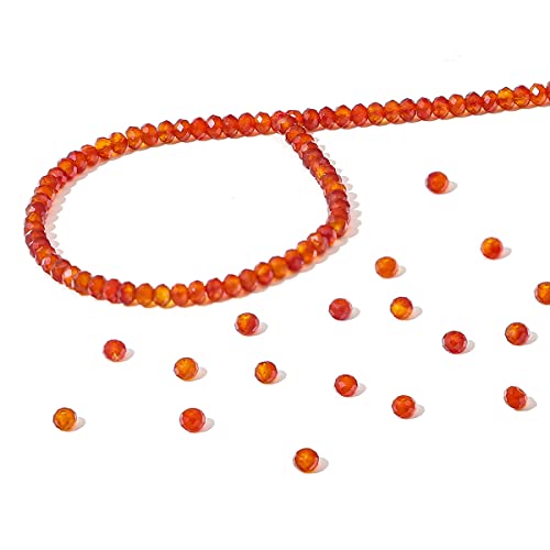 BEADIA Natural Red Agate Beads 4x2mm 120pcs Faceted Rondelle Loose Semi Gemstone Beads for Jewelry Making Design - color: Red Agate