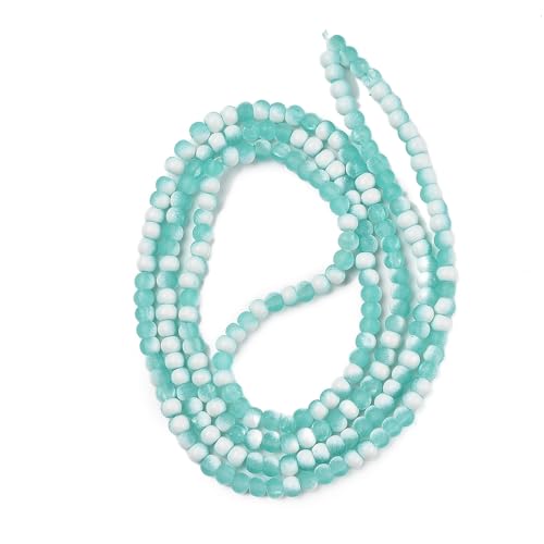 KISSITTY 50pcs Matte Beads Gradient Color Glass Frosted Crystal 6mm Rondelle Turquoise Color Center Drilled Loose Craft Beads for Jewelry Making Earring Bracelet Necklace DIY Crafts - color: Turquoise