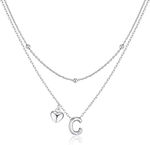 adoyi Valentines Day Gifts for Women Hers Dainty 14K Gold Plated Heart Initial Necklaces Layered Letter A-Z Pendant Necklace Stack Trendy Jewelry Birthday Valentines Day Gifts for Women Jewelry