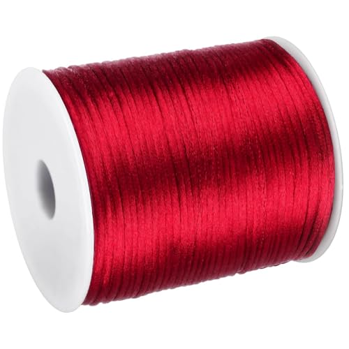 2mm x 300Feet Satin Nylon Cord, Silky Smooth Nylon String for Jewelry Making Bracelet Necklaces Beading Thread Rattail Macrame Kumihimo Chinese Knot Craft (Wine Red) - color: Wine Red