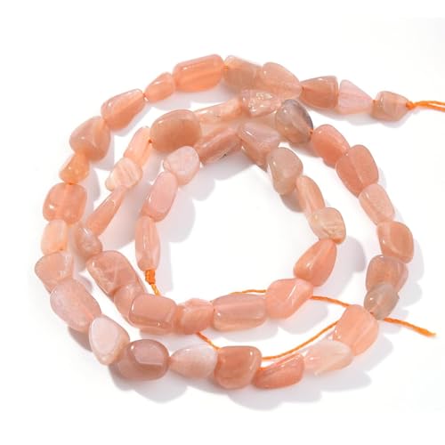 HAAMIIQII Natural Sunstone Pebble Stone 5-8mm Small Irregular Freeform Tumbled Loose Gemstone Beads for Jewelry Making Strand 15 Inch (45-50pcs) - color: Sunstone