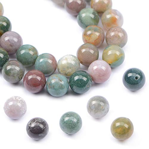 AD Beads Natural Gemstone Round Loose Beads 15" for Bracelet Necklace Earrings Jwelery Making Crafts DIY (4mm, Indian Agate) - color: Indian Agate, size: 4mm