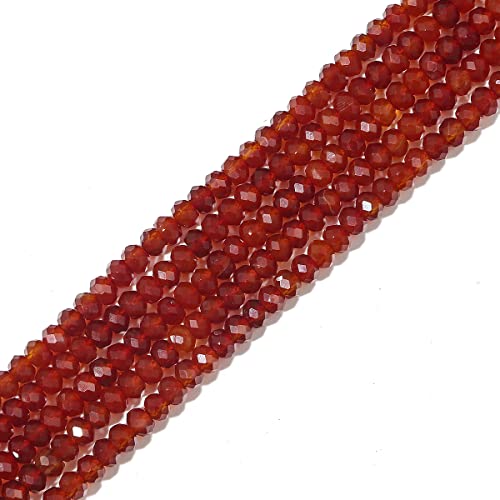 BEADIA Natural Red Agate Beads 4x2mm 120pcs Faceted Rondelle Loose Semi Gemstone Beads for Jewelry Making Design - color: Red Agate