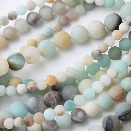 Matte Fancy Stone Beads Gemstone Round Jade Stone Beads for Jewelry Making DIY Bracelet Necklace Jewelry 1 Strand 15.5inch 90PCS 4MM - color: Matte Fancy Stone Bead, size: 4MM