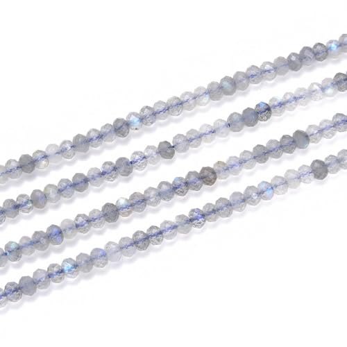 Adabele 15 Inch Natural Flashy Labradorite Healing Gemstone 3mm x 2mm Tiny Small Faceted Round Rondelle Loose Beads Stone Spacer (170-180pcs) for Craft Jewelry Making GK-A2 - color: Labradorite, size: 3mm x 2mm - 15 inch/1 strand