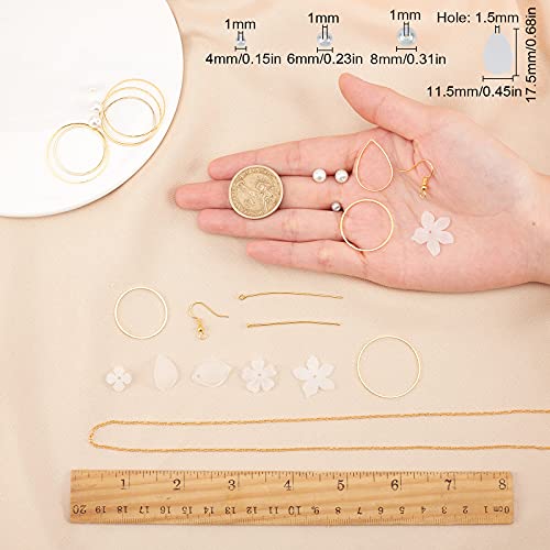 SUNNYCLUE 1 Box DIY 10 Pairs Acrylic Flower Dangle Earring Jewelry Making Kits Include White Acrylic Petal Beads Caps Pendants Pearl Beads Earring Hooks Jewelry Findings Supplies - color: Diy 10 Pairs White Flowers Round Beads Earrings