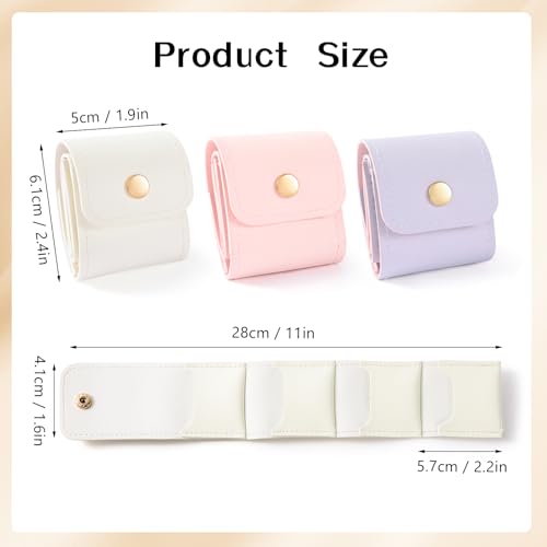 3Pcs Mini Travel Jewelry Bag, Portable Travel Jewelry Organizer, Small Travel Jewelry Pouch for Women, Mini Travel Jewelry Bag for Earrings, Rings, Necklaces, White Pink Purple