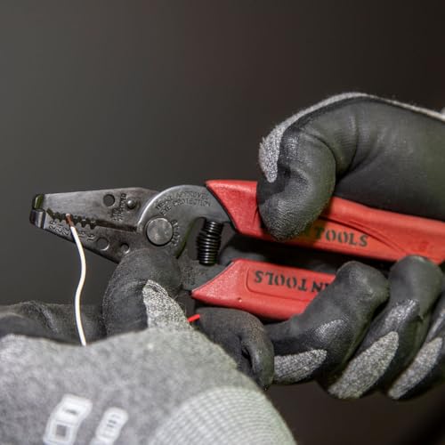 Klein Tools 11046 Wire Stripper, Wire Cutter, Made in USA, Stripping/Cutting Tool for 16-26 AWG Stranded, Compact Nose with Precision-ground Stripping Holes
