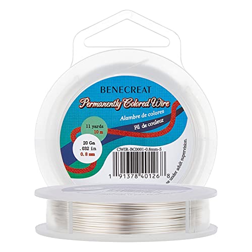 BENECREAT 20 Gauge Wire Jewelry Silver Copper Wire Tarnish Resistant Beading Wire for Craft Jewelry Making, Wreaths, Weaving, Pendant Wrapping, 33 Feet - color: Silver, size: 20-Gauge(33-Feet/11-Yard)