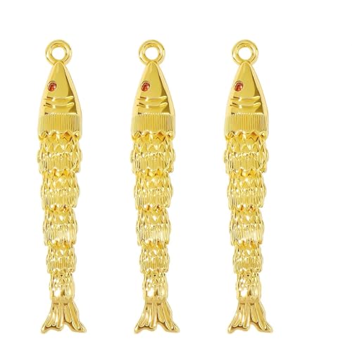 Coiris Gold Fish Charm Pendant 3D Sea Animal DIY Bracelet Necklace Earrings Beading and Jewelry Making Decorations - color: Gold B, size: Big