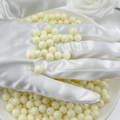 1000Pieces 6MM Acrylic Round Beads Round Acrylic Balls Chunky Beads Smooth Spacer Plastic Pastel Beads Craft Beads for Necklace and Bracelet Making Crafting Supplies(177-cream White) - color: 177-cream white, size: 6MM