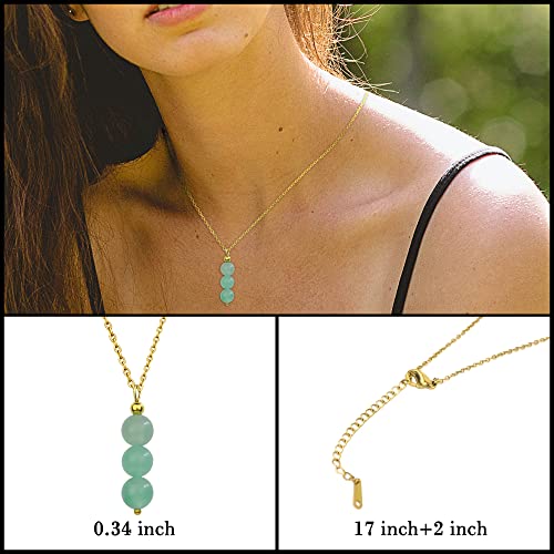 SmileBelle Crystal Necklace, Jade Necklace for Women as Anniversary Birthday Mothers Day Gifts for Women 14k Gold Black Tourmaline as Birthstone Jewelry for Girls Dainty Crystal Jewelry - color: Green Jade