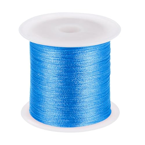 HARFINGTON 0.2mm Nylon Cord Satin Silk Trim Beading String Chinese Knotting Cord Hand Knitting String Bracelet Thread for Bracelets, Beading, DIY Making, Ornaments, Lake Blue, 328ft - color: Lake Blue