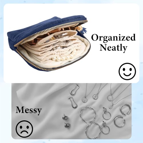 2 Pack Travel Jewelry Case Set – Small Velvet Pouch Organizer for Earrings, Necklaces, Bracelets | Portable Mini Jewelry Bag Holder for Daily Use, Vacation, Bridesmaid Gifts