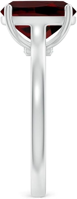 Angara Cushion Garnet Solitaire Ring in Sterling Silver/14K Solid Gold/Platinum | Natural Garnet Solitaire Ring for Women | January Birthday, Anniversary, Gemstone Jewelry Gift
