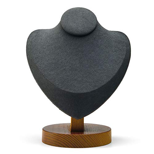 Jewelry Display Bust Solid Wood Necklace Stand for Show Jewelry Showcase Display Holder - color: Grey