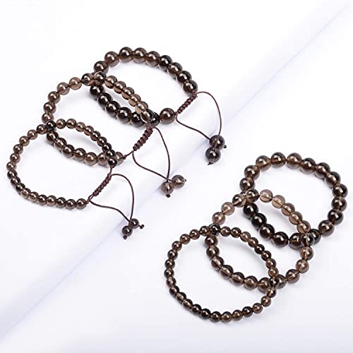 AD Beads Natural Gemstone Round Loose Beads 15" for Bracelet Necklace Earrings Jwelery Making Crafts DIY (4mm, Smoky Quartz) - color: Smoky Quartz, size: 4mm