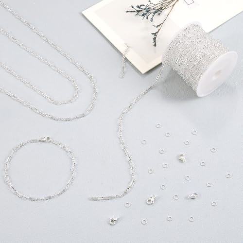 YOUBEIYEE 16.4 Feet Silver Plated Stainless Steel Jewelry Chain Roll Necklace Bracelet DIY for Women Jewelry Supplies Findings - color: Silver