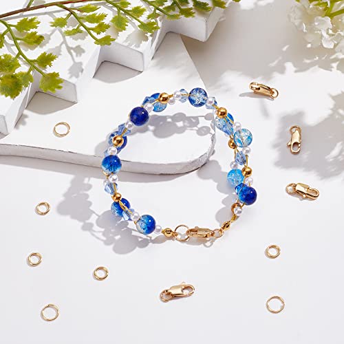 Beebeecraft 6Pcs 18K Gold Plated Jewelry Lobster Clasp 0.6x0.24Inch with 12Pcs 6/7mm Open Jump Rings for Bracelets Necklace Jewelry Making Connector - color: Gold