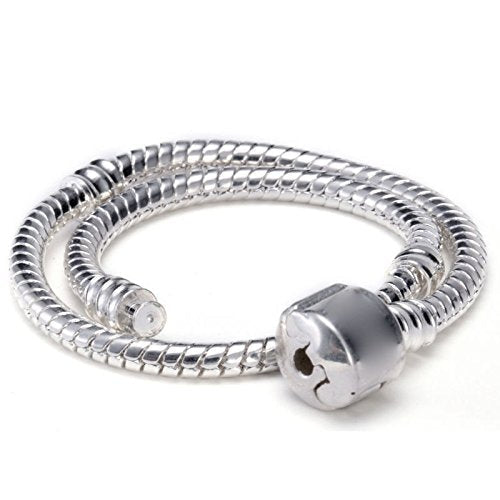 RUBYCA 5pcs 6.7" White Silver Plated Clasp European Snake Chain Charm Bracelet fit Charm Beads DIY - color: White Silver, size: 17 CM