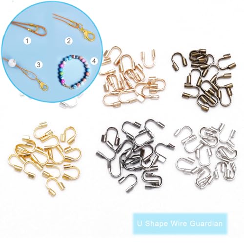 1400 Pieces Brass Tube Crimp Beads Wire Guardians Crimp Bead Knot Covers Bead Tips Knot Covers for DIY Bracelets Necklaces Jewelry Making Crafts Supplies(Rose Gold) - color: Rose Gold