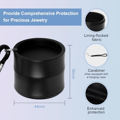 Mini Travel Ring Holder Keychain, Portable Jewelry Holder Keychain with Protective Sponge, Small Necklace Earrings Case for Gym Sports Bag Purse - color: 1-Tier Black