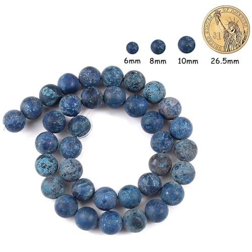 36pcs Natural Matte American Turquoise Gemstone Beads，10mm Frosted Round Loose Stone Beads for Jewelry Making Earring Bracelet Necklace DIY Crafts - color: American Turquoise, size: 10mm